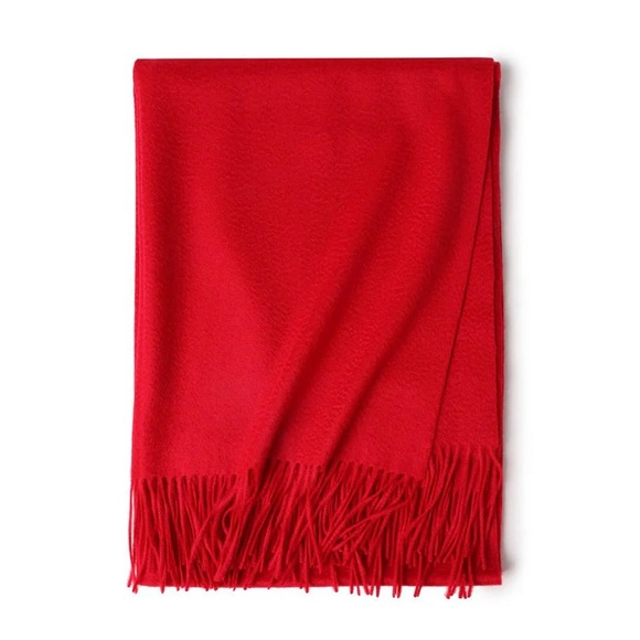 100% Cashmere Made in Scotland Oversized Wrap Shawl Scarf Throw XXL Red NEW - Picture 5 of 5